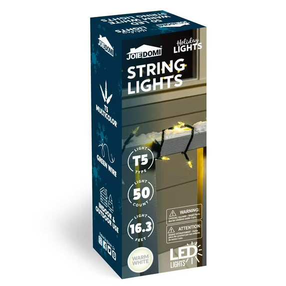 Joyfy Clear Christmas Lights,16.3ft 50 Count Warm White Christmas String Lights,Connectable Green Wire Xmas Tree Lights for Indoor Outdoor Christmas Decorations Holiday Party Decor