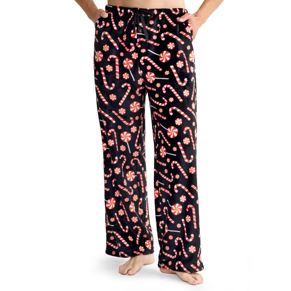 Joyfy Pajama Pants for Men Sleep Bottoms Soft Flannel Fleece Pajama Bottoms with Pockets Drawstring S/M/L/XL/XXL/3XL Sleep Lounge Christmas Candy