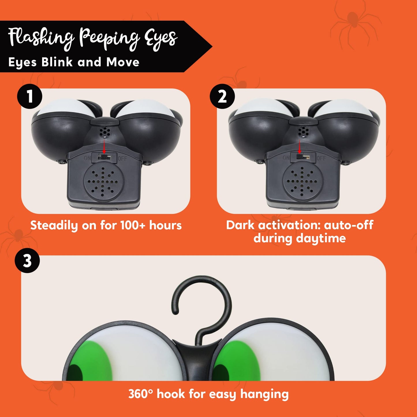Joyfy 3 Pack Halloween Flashing Spooky Eyes Lights Decorations Outdoor,Battery Operated Light with Timer Decorations,Outdoor Halloween Light Decorations Car Decorations