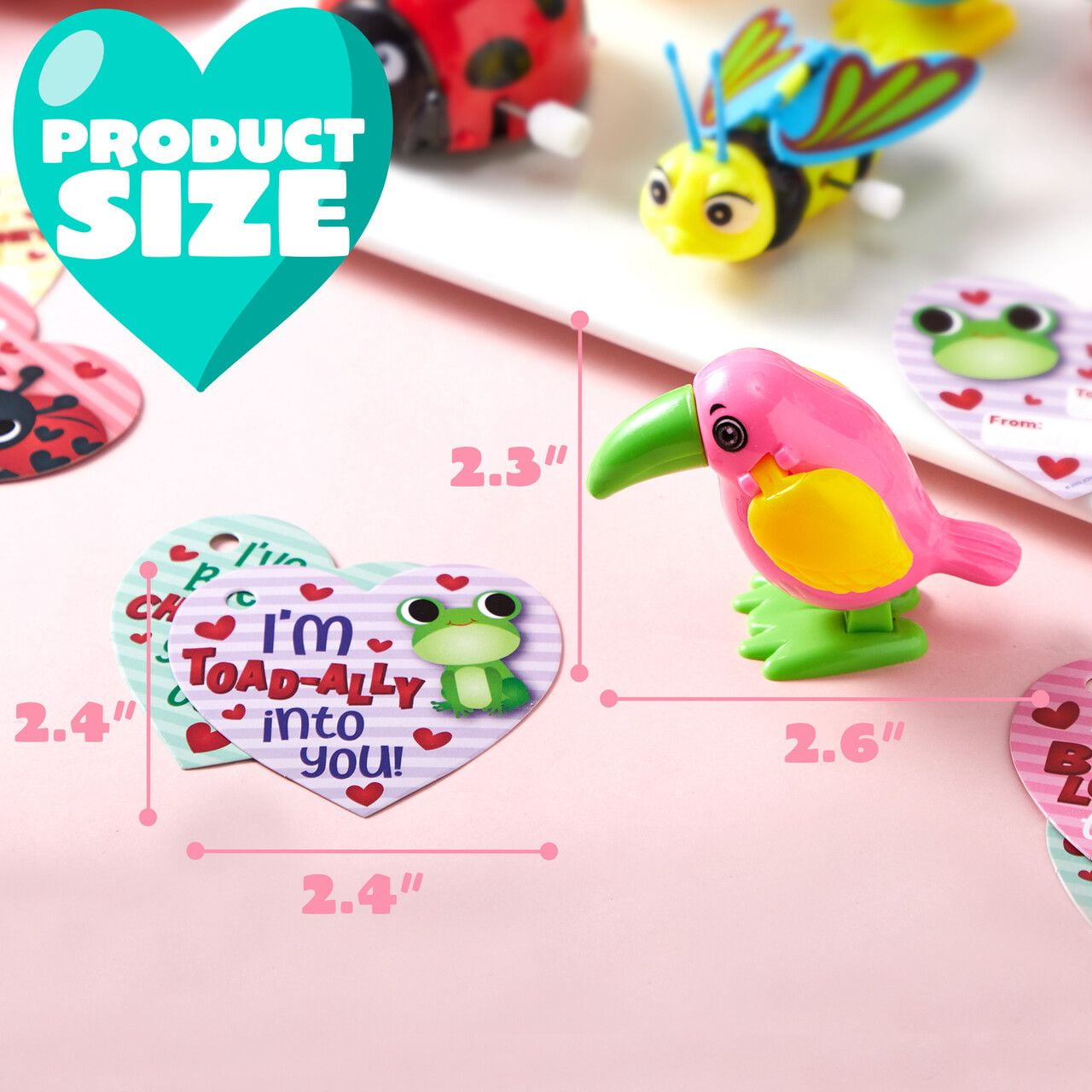 28 PCS Valentines Wind-up Toy with Cards for Kids, Valentines Party Favors, Goody Bag Fillers, Valentine Exchange Cards, Novelty Funny Gifts, Valentines Gift Cards