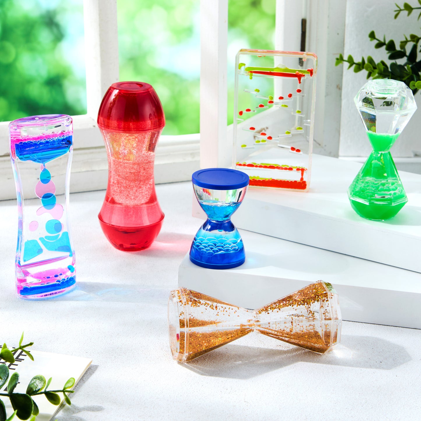 Joyfy 6-Pack Sensory Tubes Fidget Toys for Kids with Autism, Calming Water Sensory Bottles, Silent Fidget for Classroom, Stress Relief Gift for Toddler Birthday Christmas