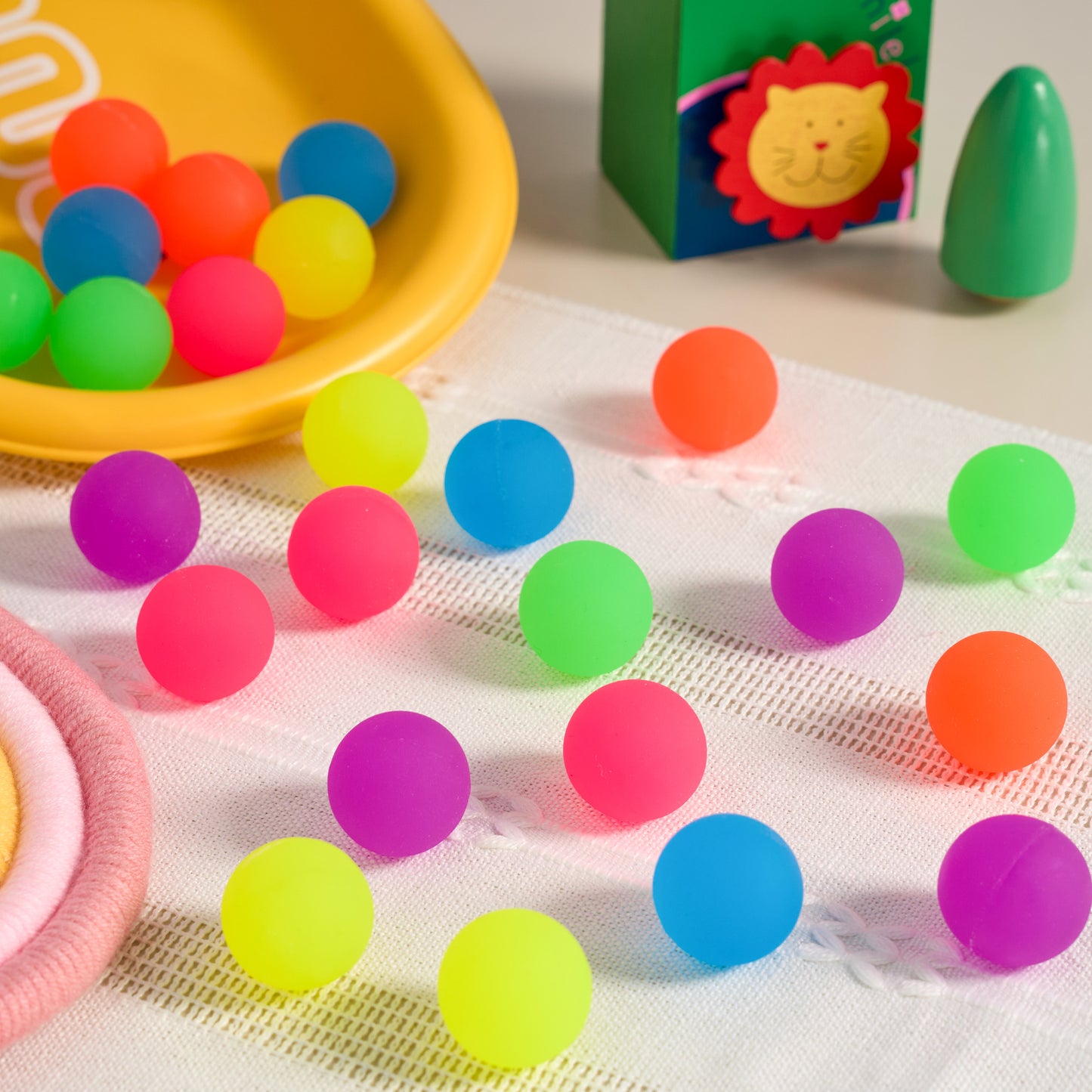 Joyfy 24 Pcs Bouncy Balls Multi Neon Party Favors 6 Colors 32mm Rubber Bouncing Balls Toys for Kids Small Gift for Birthday, Carnival Prize, Goody Bags Stuffers