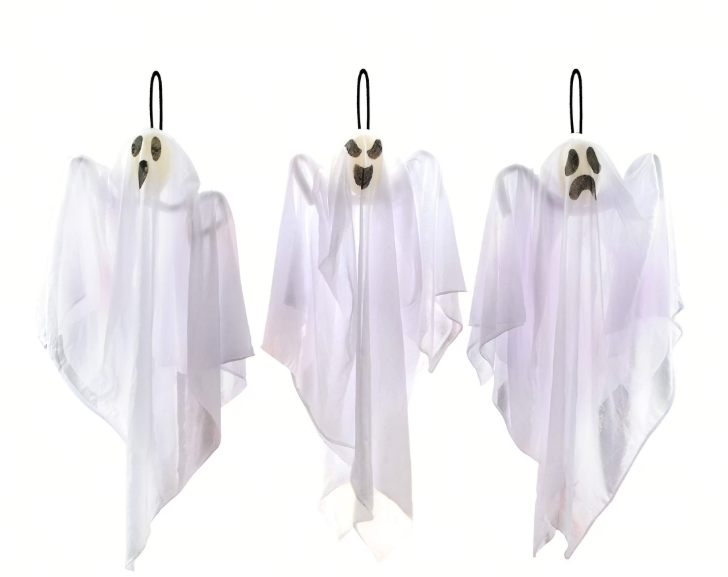 Joyfy 47" Halloween Dog Ghost Decoration Outdoor, Large Standing Dog Ghost with Warm White Light & Timer for Front Door Yard Patio Lawn Outside Halloween Decor