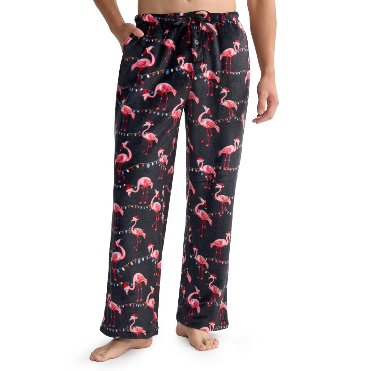 Joyfy Pajama Pants for Men Sleep Bottoms Soft Flannel Fleece Pajama Bottoms with Pockets Drawstring S/M/L/XL/XXL/3XL Sleep Lounge Christmas lights