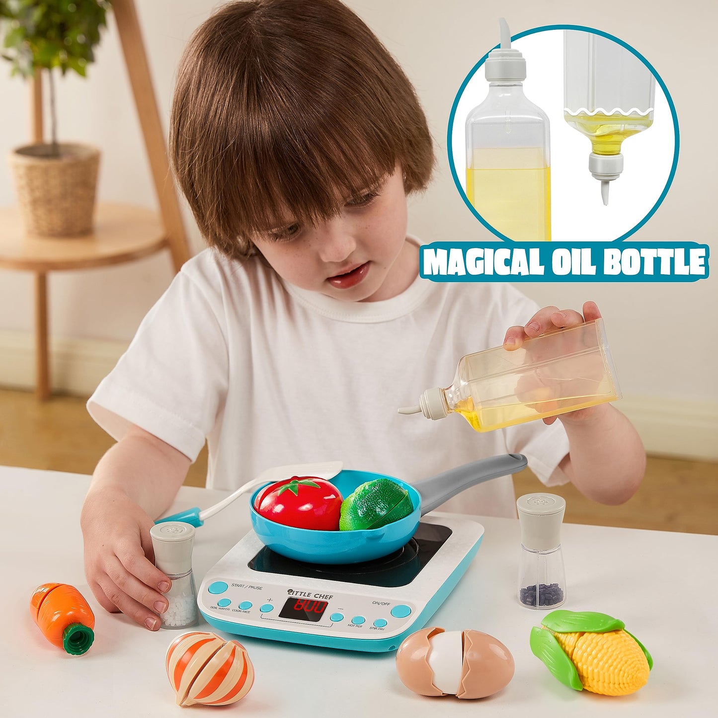 JOYIN 37Pcs Kids Kitchen Playset, Pretend Play Cooking Toy Set Including Pots and Pans, Play Food, Cutting Vegetables, Gifts for Toddler Boys Girls Ages 1-8