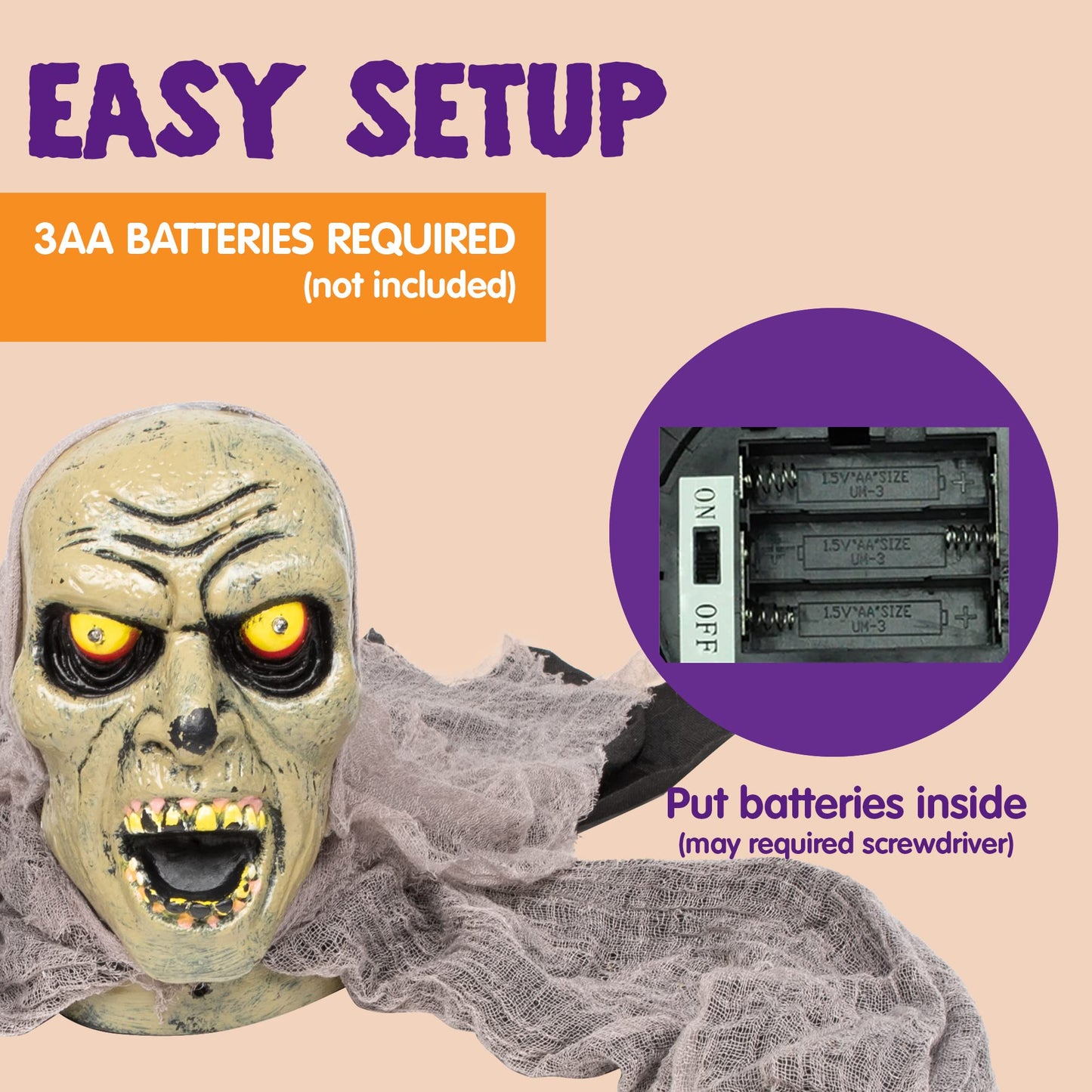 Joyfy Halloween Groundbreaker Halloween Decorations Zombie with Sound and Flashing Eyes,Outdoor Scary Halloween Yard Decorations
