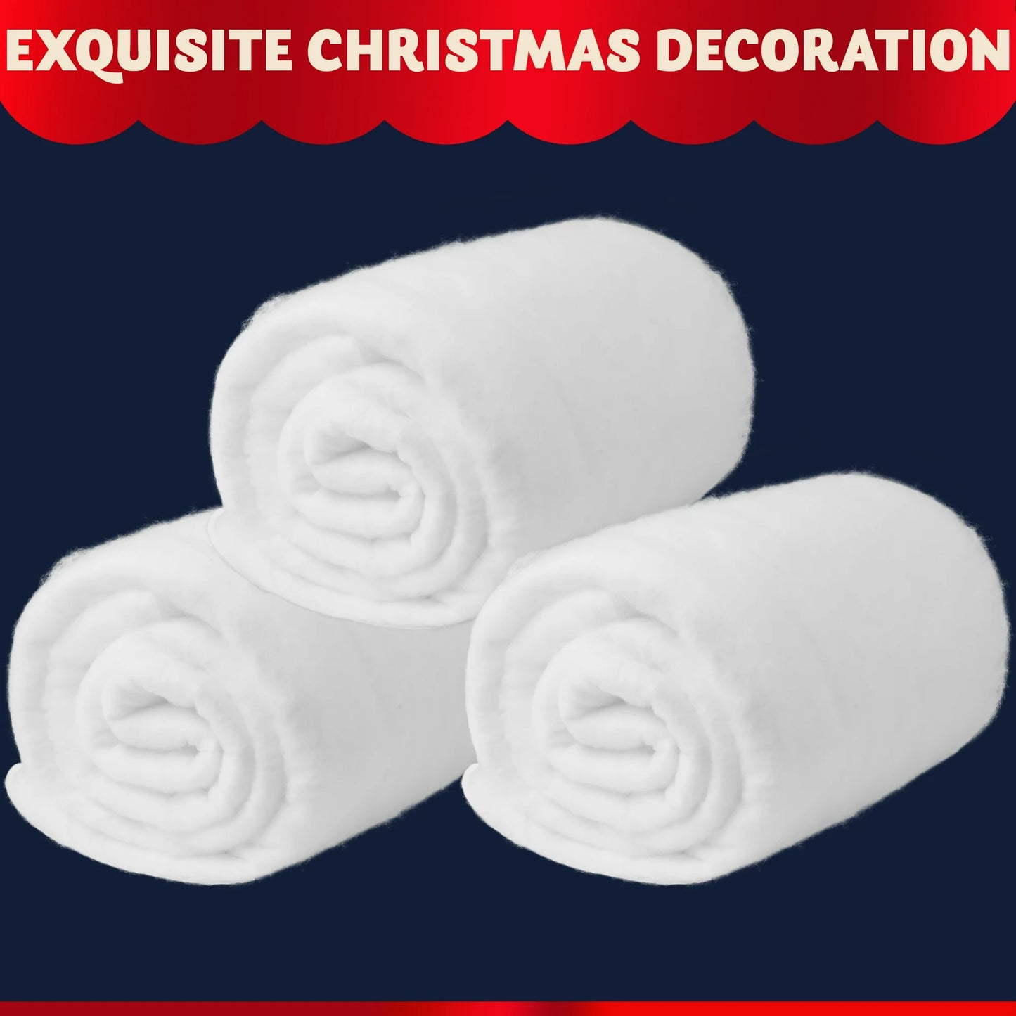 Joyfy 3 Pcs Christmas Snow Blanket Roll (3x8 Ft) Soft Thick Artificial Snow Blanket, Snow Rolls, Snow Sheets, Fake Snow Cotton Fabric for Christmas Holiday Winter Decoration
