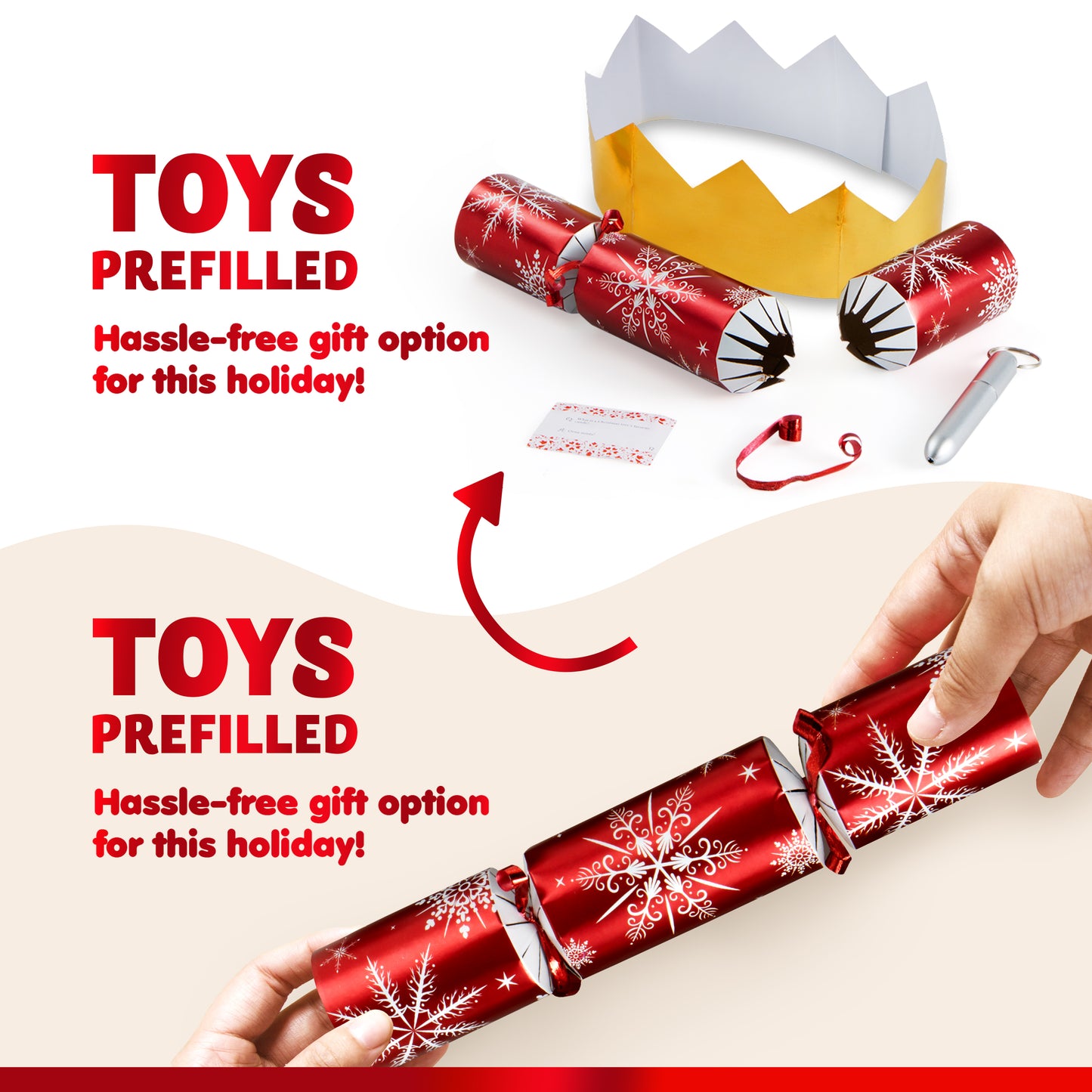 Joyfy 12 Pcs Christmas Crackers Party Favor Non-Snap Red & White Snowflake Design for Kids