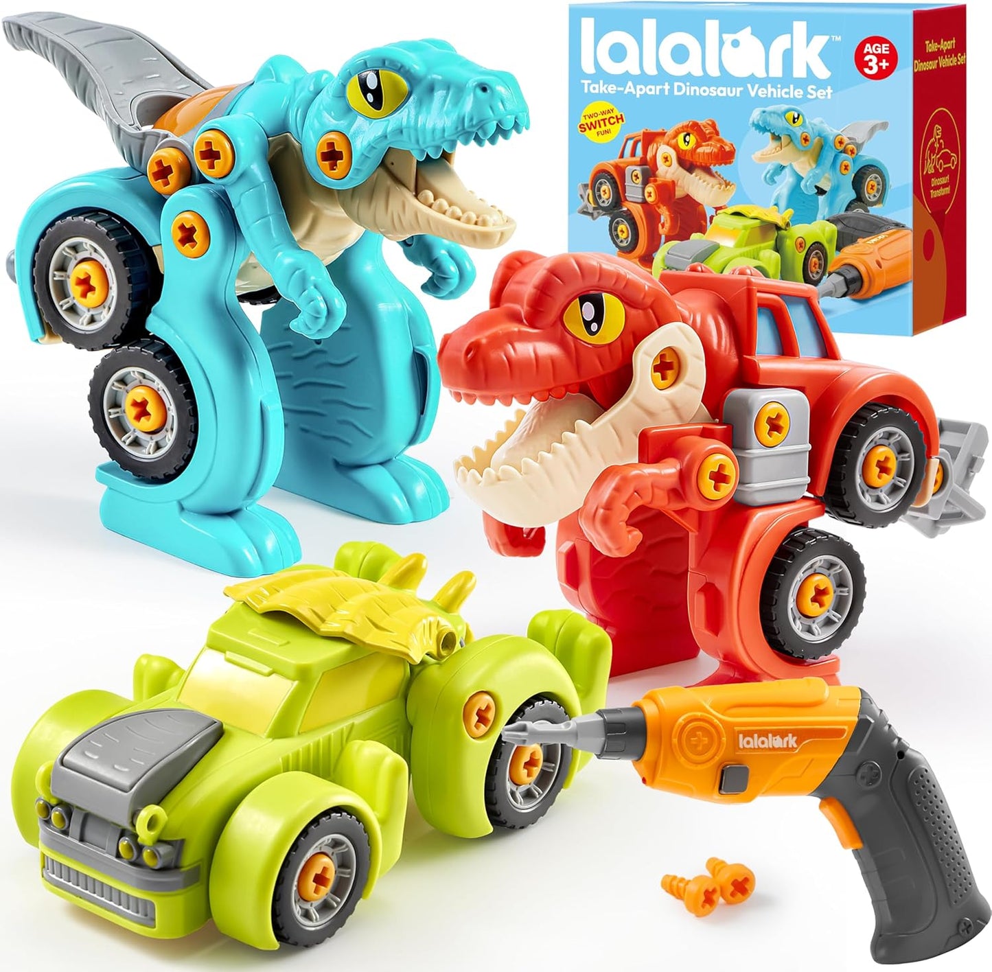 Lalalark Take Apart Dinosaur Toys for Kids, Educational Construction Building Kids Toy with Electric Drill - Best Gifts for Toddlers Age 3-8 Year Old