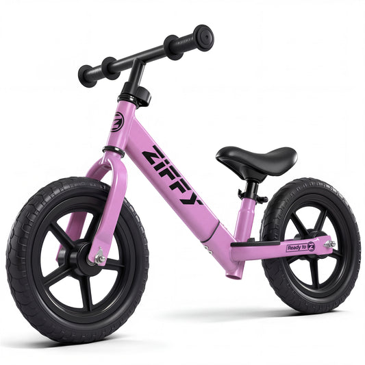 ZIFFY 12'' Balance Bicycle for Kids, Toddler Balance Bike with Air Rubber Tires, Adjustable Seat, Lightweight No Pedal Training Bicycle, Gift Bike for 2-6 Boys Girls, Purple