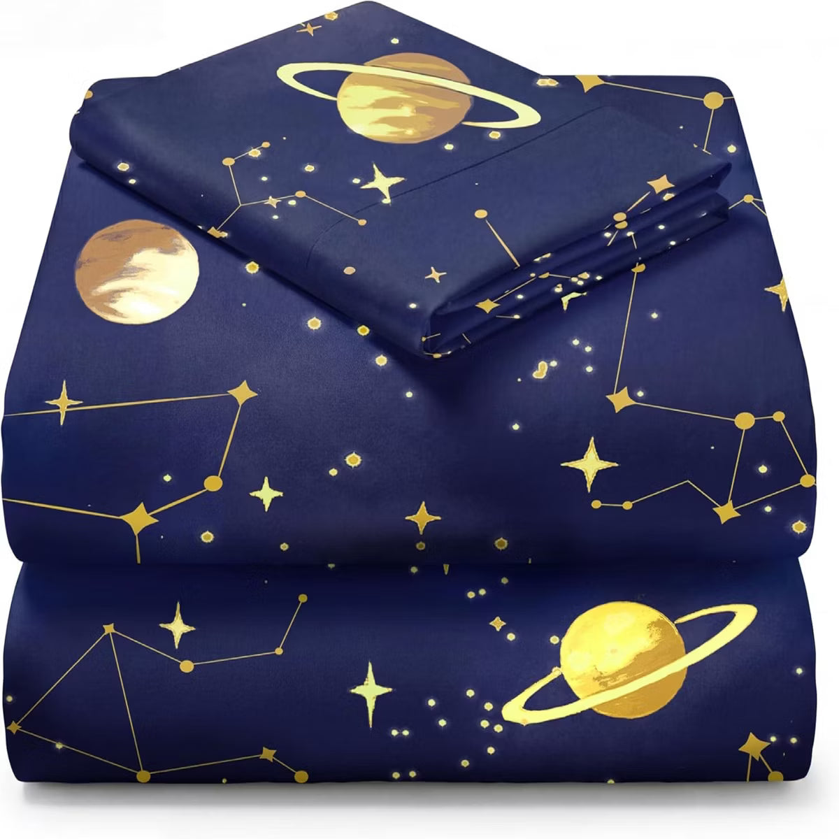 3 Piece Microfiber Kids Twin Sheet Set Blue Starry -Deep Pocket Wrinkle Free Cozy Toddler Bedding Set - Fade Resistant Breathable for Boys Girls Teens