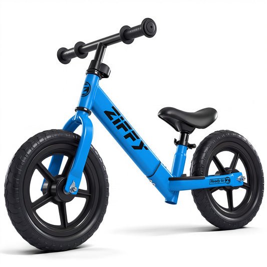 ZIFFY 12'' Balance Bicycle for Kids, Toddler Balance Bike with Air Rubber Tires, Adjustable Seat, Lightweight No Pedal Training Bicycle, Gift Bike for 2-6 Boys Girls, Blue