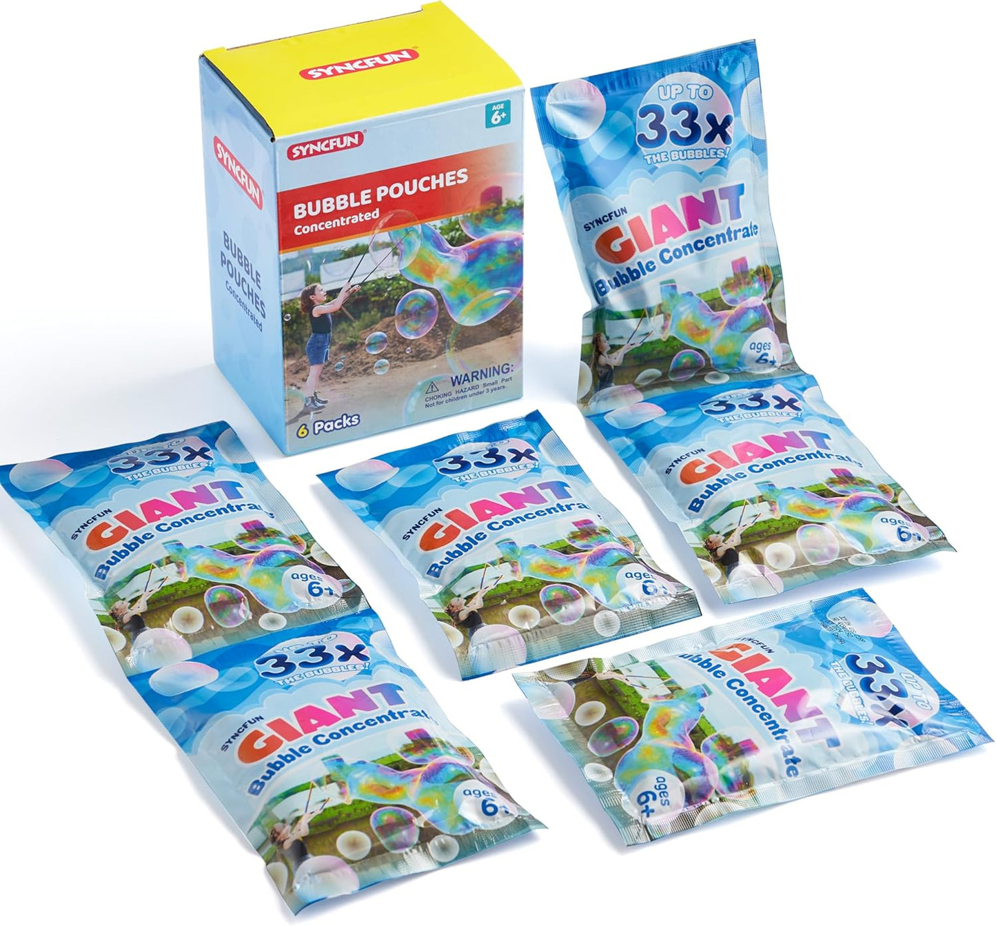 SYNCFUN Bubble Solution Concentrated 6 Giant Pack Bubble Refill for Toys, Easter Outdoor Activities