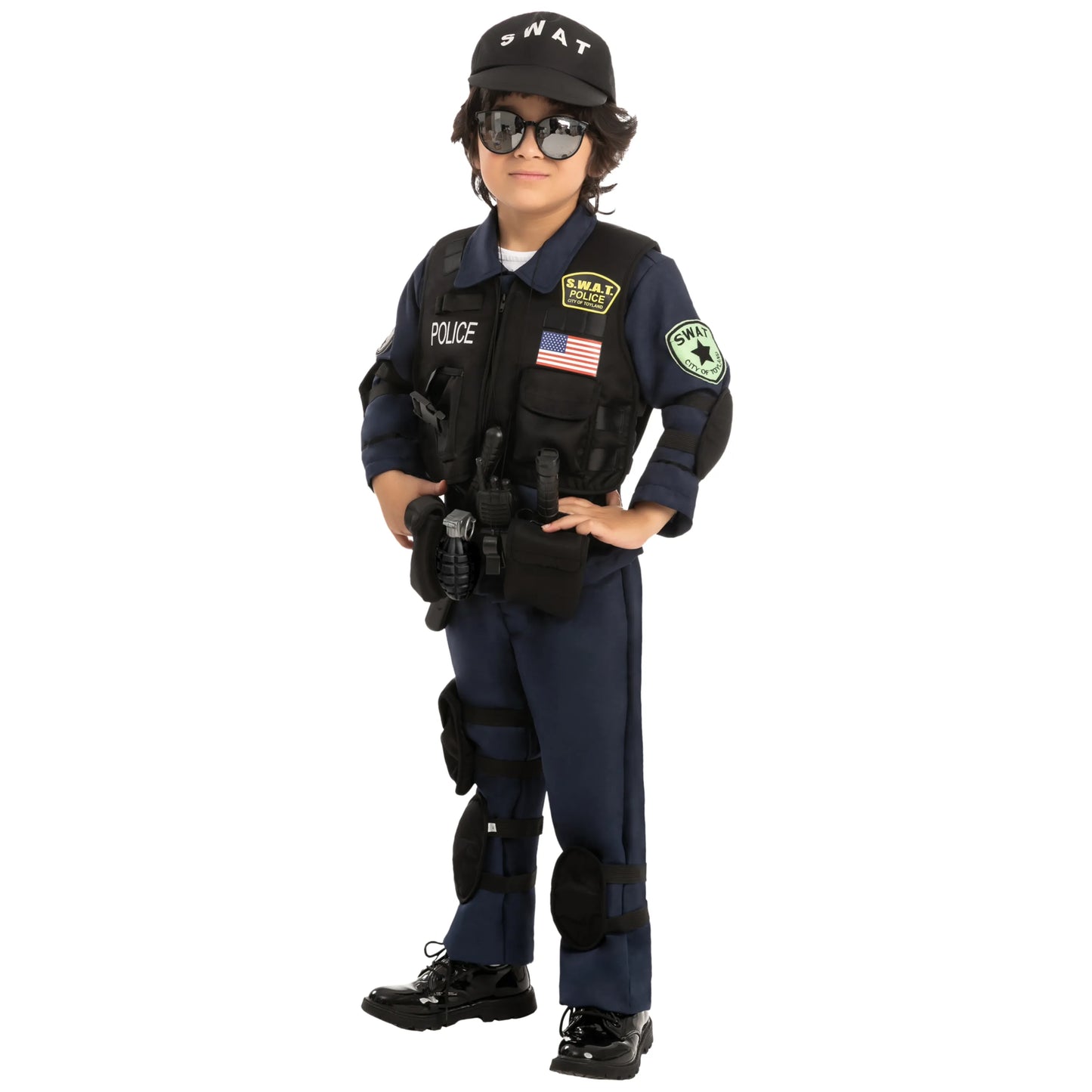 Syncfun Kids SWAT Costume, S.W.A.T. Police Officer Costume for Toddler Boys Halloween Dress Up 5-12 Years