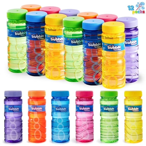 Syncfun 12Packs 4oz Bubble Bottles, Bubble Solution Wand Bulk, Easter Basket Stuffer Summer Outdoor Toy