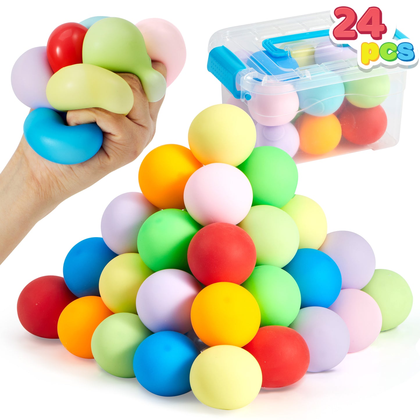 Joyfy 24 Pack Squishies Party Favors for Adults Slow Rising Mini Stress Ball Fidget Toys for Kids Stress Relief Anxiety Calming Squeeze Balls, Goodie Bag Stuffers1.57