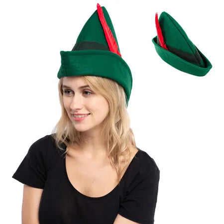 Syncfun Robin Hat with Feather for Adults, German Felt Green Alpine Hat Halloween Party Favors, Costume Accessories