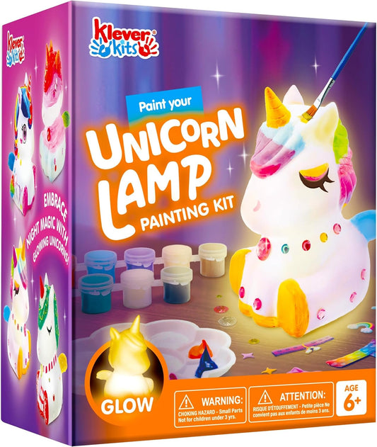 Klever Kits Unicorn Painting Crafts Kit, DIY Unicorn Night Light Gift for Girls Ages 6+ Years