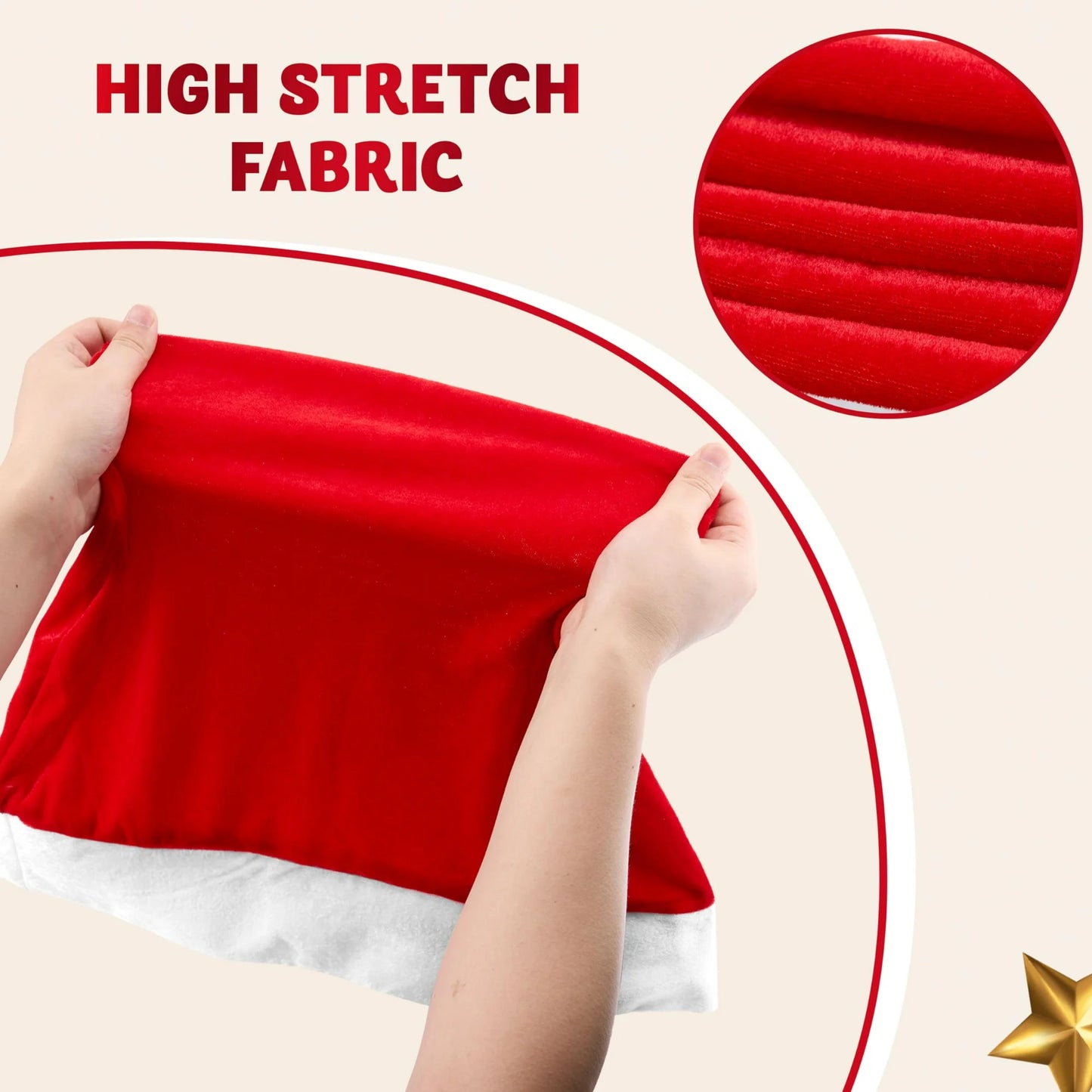 Joyfy 4 Pcs Christmas Chair Cover, Red Santa Hat Chair Slipcovers for Christmas Decoration