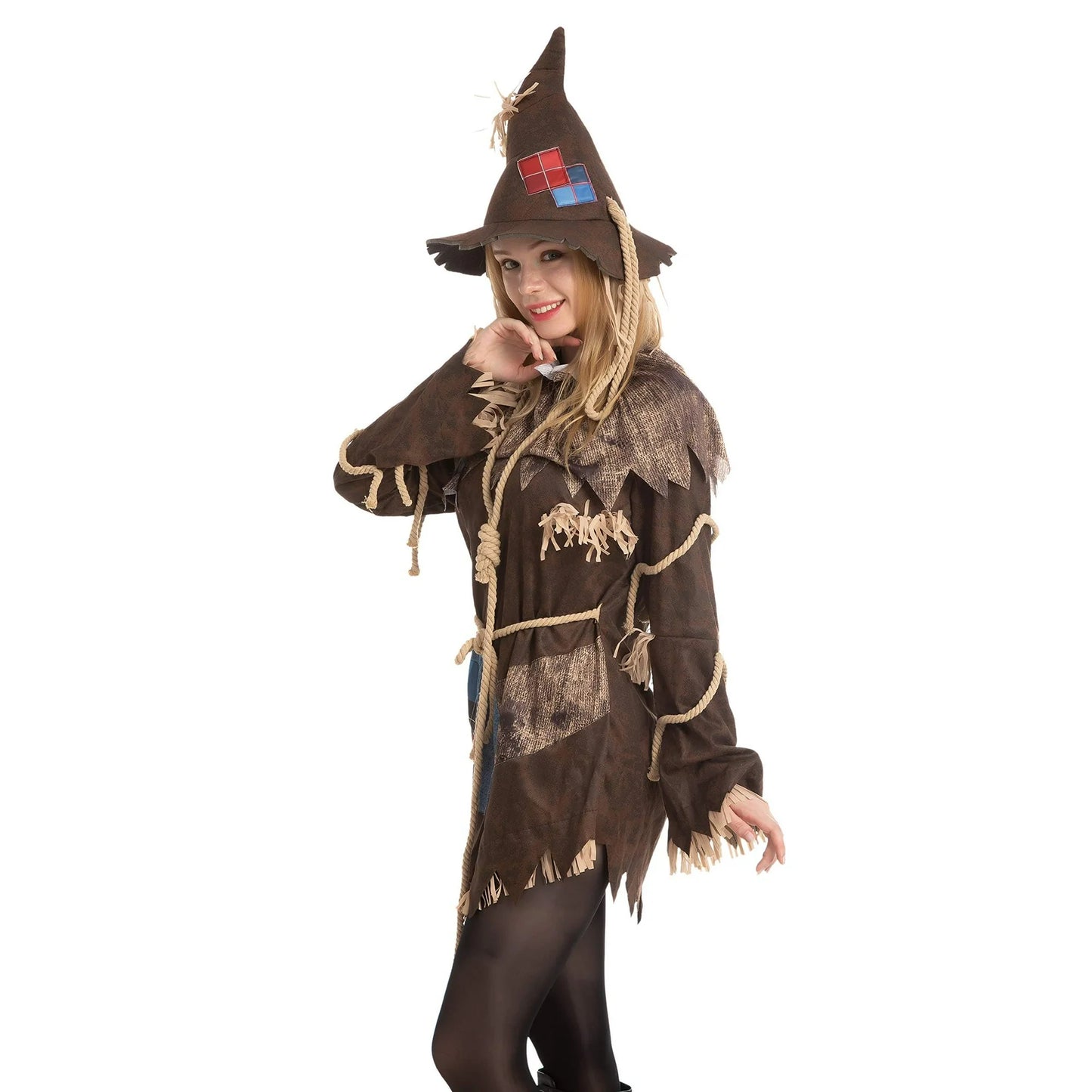Joyfy Scary Scarecrow Costume for Adult Women Halloween Dress-Up Party Cosplay