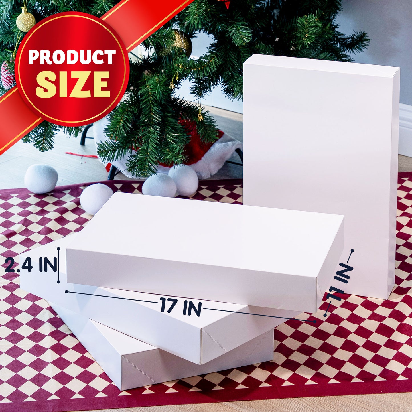 Joyfy 12 Pcs White Gift Boxes with Lids for Sweaters, Robes for Christmas, Holiday, Xmas, Father's Day, Birthdays Gift Wrapping, School Classrooms Party Favors Supplies