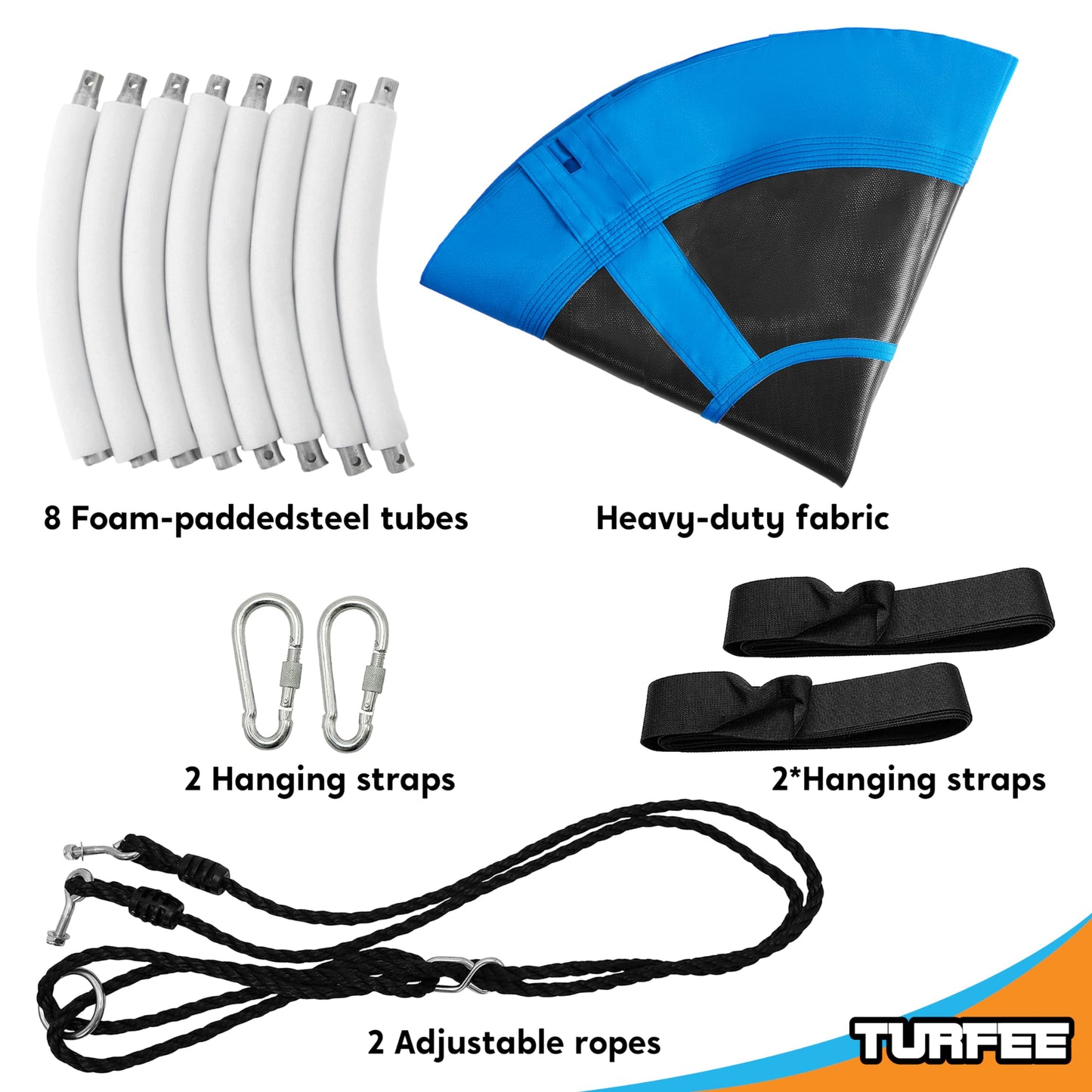 TURFEE 40" Blue Saucer Swing,Waterproof Oxford Fabric Platform Swing Seat with Adjustable Ropes for Kids Toddlers, Playground Backyard Outdoor indoor Swing
