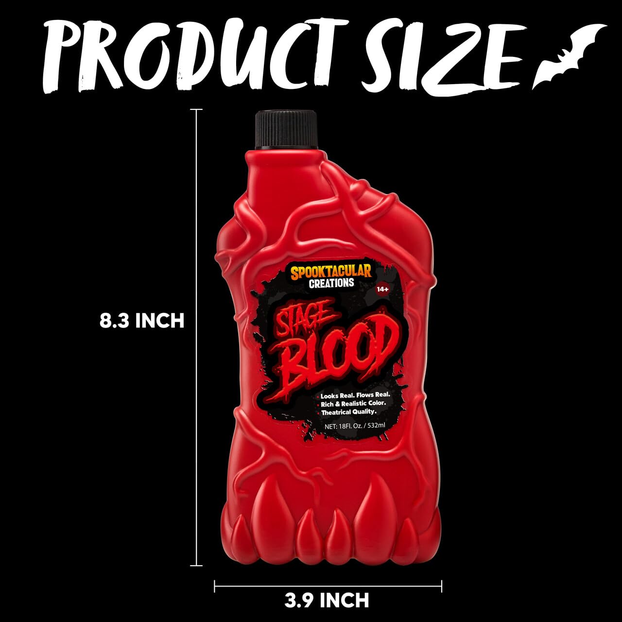 SPOOKTACULAR CREATIONS 18 oz Fake Halloween Vampire Blood Bottle for Halloween Costume, Zombie, Vampire and Monster Makeup & Dress Up