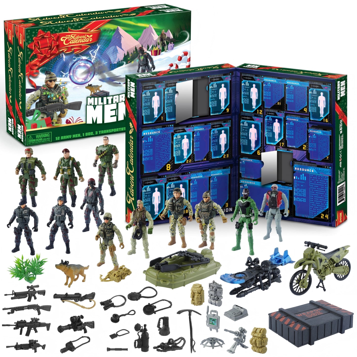 Joyfy 2026 Christmas Advent Calendar with Army Soldier Figures, 24 Days Countdown Military Action Set with Weapons and Accessories for Kids Party Favors, Classroom Prizes and Xmas Gifts