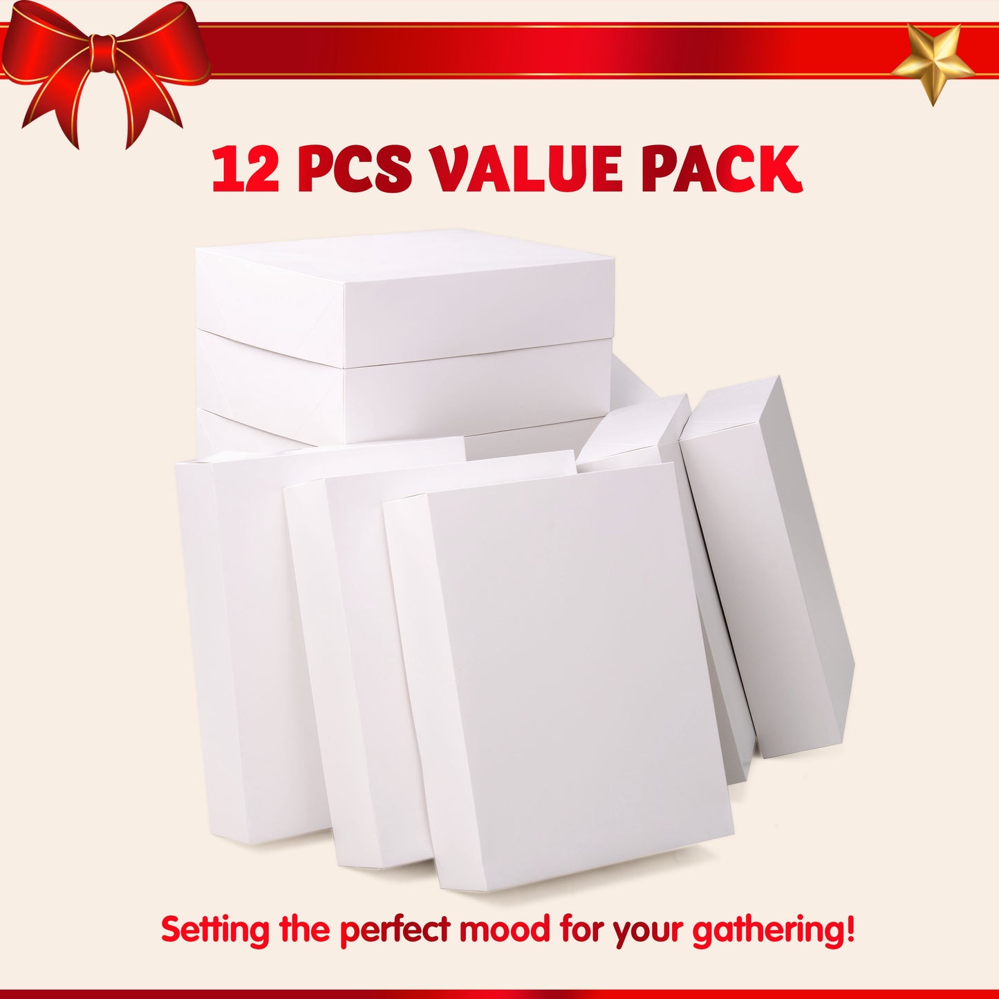 Joyfy 12 Pcs White Large Gift Boxes with Lids for Sweaters, Robes for Christmas, Holiday, Xmas, Father's Day, Birthdays Gift Wrapping, School Classrooms Party Favors Supplies