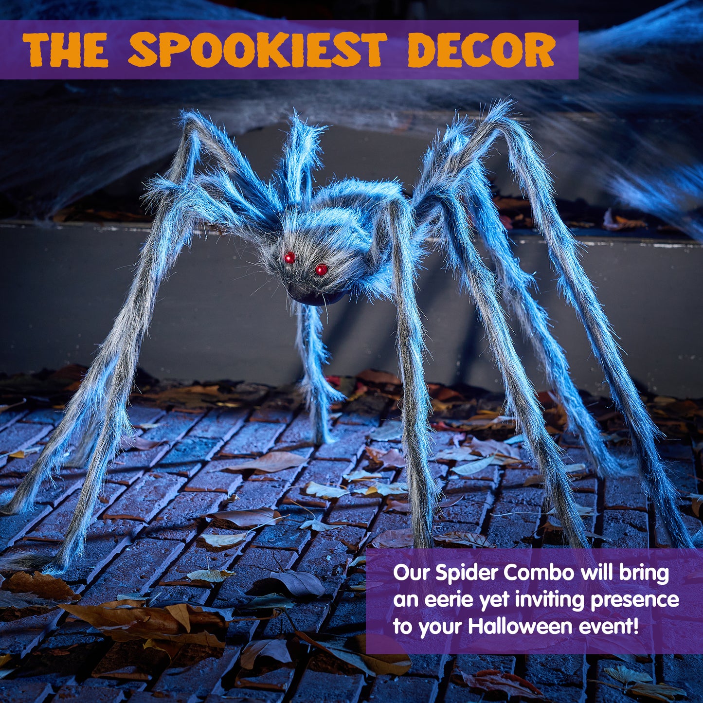 Joyfy 5 FT Giant Spider Halloween Decorations,Scary Spider Halloween Decorations Outdoor Party Decorations Props Halloween Yard Decorations,Gray