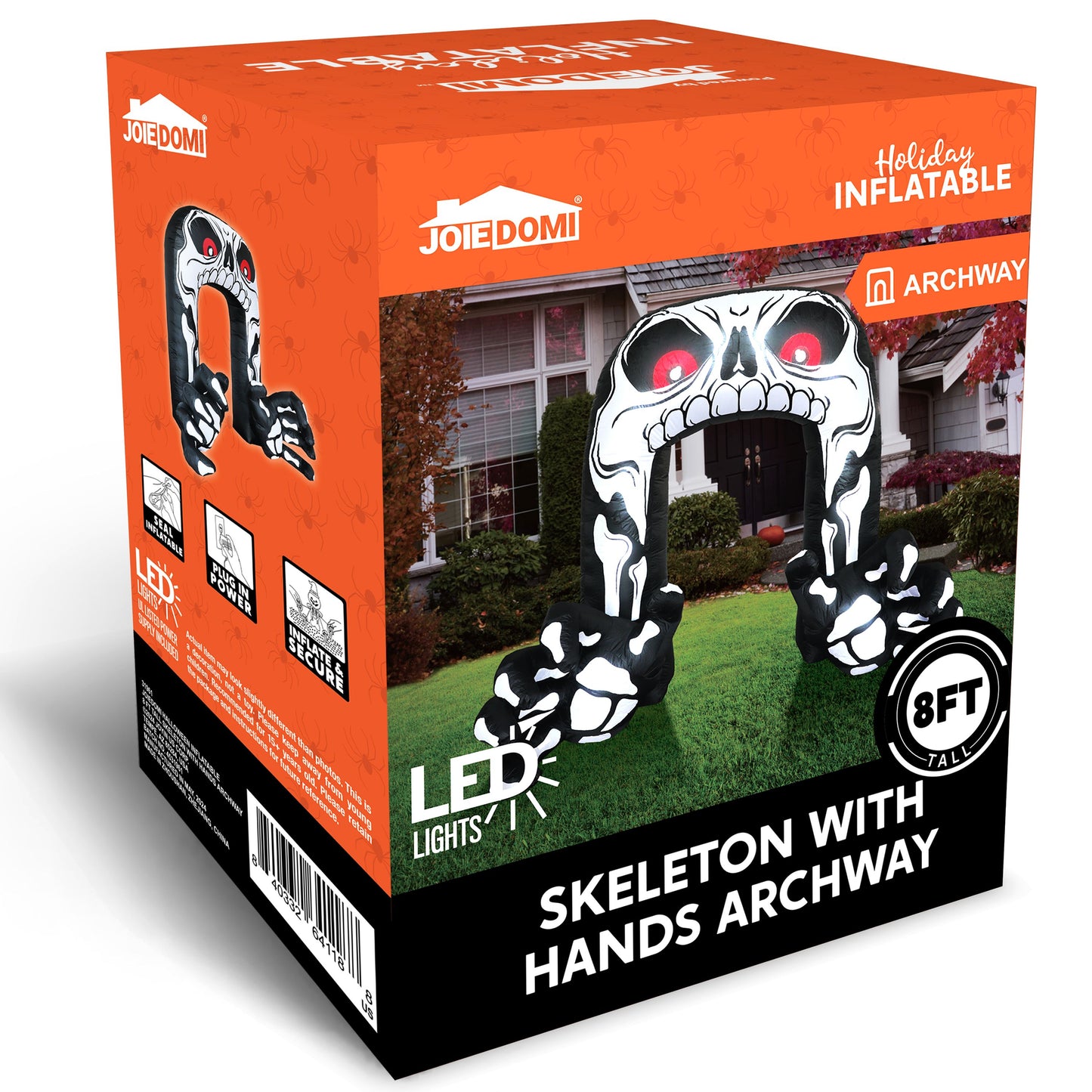 Syncfun 8 FT Halloween Inflatable Giant Skeleton with Hands Grabbing Archway Decorations Inflatable with Build-in LEDs,Halloween Blow Up Yard Decorations