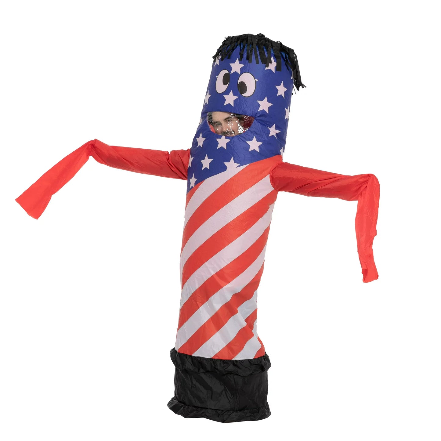 Spooktacular Creations Inflatable Tuble Costumes for Adult, with Blower American Flag Air Dancer Tube Man Wavy Arm Guy Costumes, Halloween Party Role Play