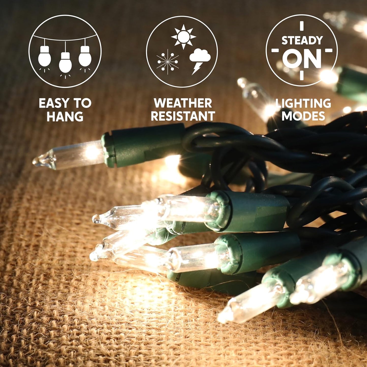 SYNCFUN Clear Christmas Lights,77.8FT 300(2x150)-Count Led Warm White Christmas String Lights,Connectable Green Wire Xmas Tree Lights for Indoor Outdoor Christmas Decorations Holiday Party Decor