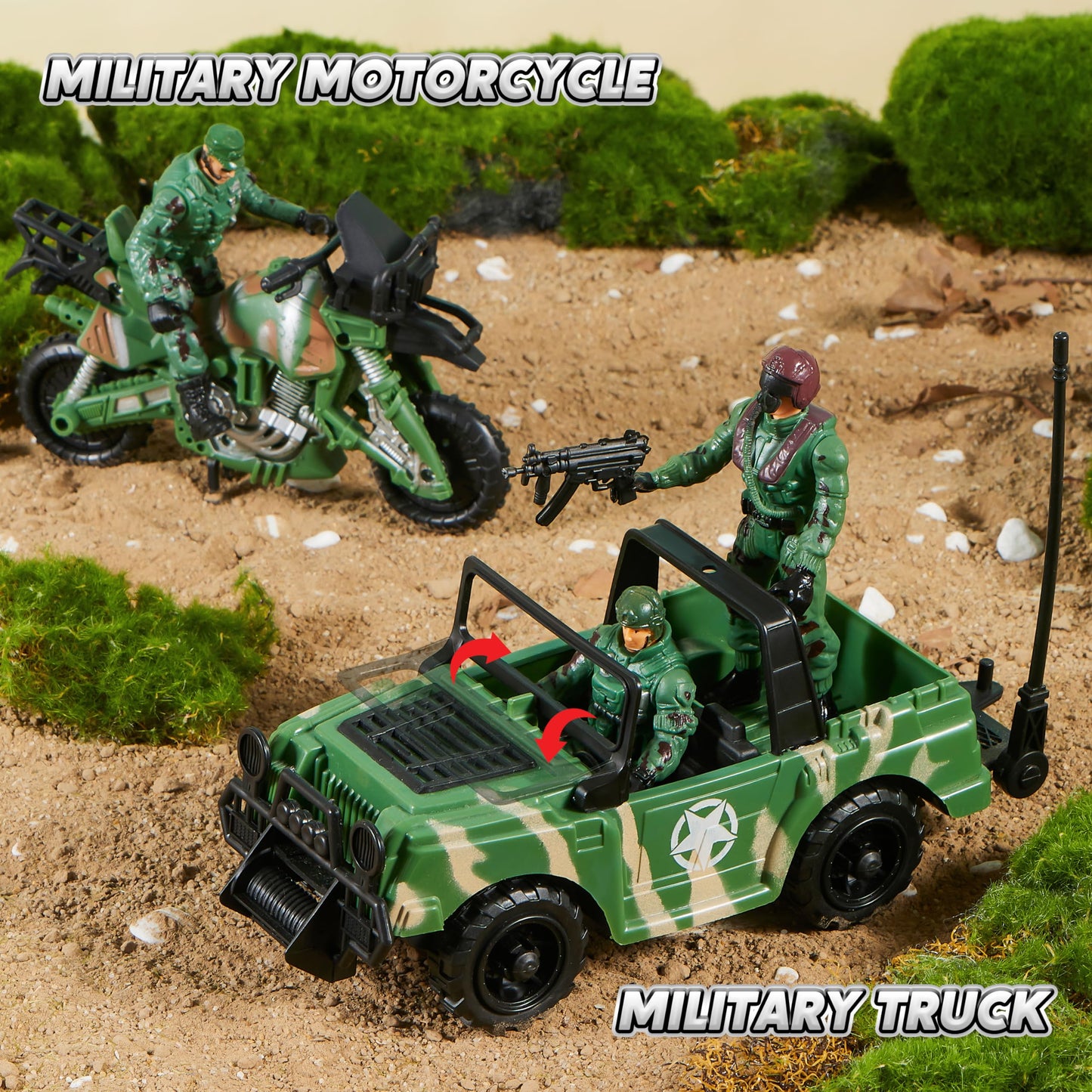 SYNCFUN 10-in-1 Army Toys Helicopter for Boys, Boys Military Toys with Light, Sound & Handle