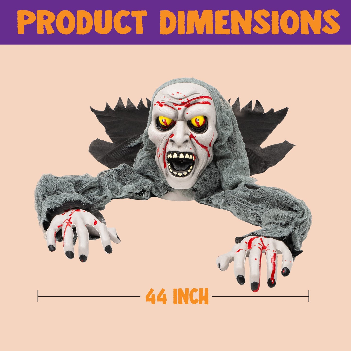 JOYIN Halloween Light-Up Zombie Groundbreaker Animated with bloodstain and Creepy Sound for Halloween Outdoor, Lawn, Yard, Patio Decoration, Halloween Haunted House Decorations