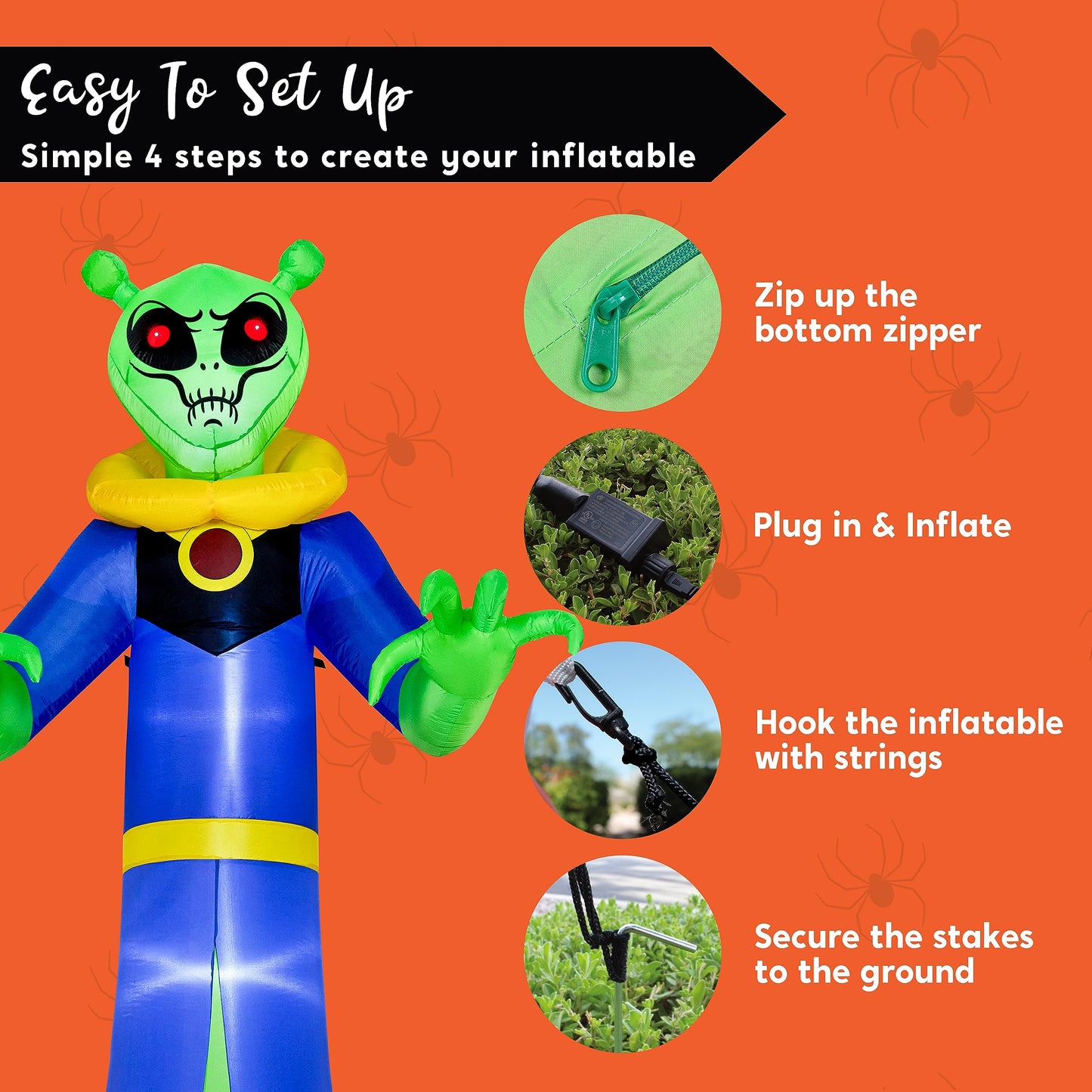 Syncfun 12 FT Halloween Inflatable Giant Alien Decoration with Built-in LEDs,Alien Wizard Ghosts Halloween Decorations Outdoor Blow Up Yard Lawn Decoration