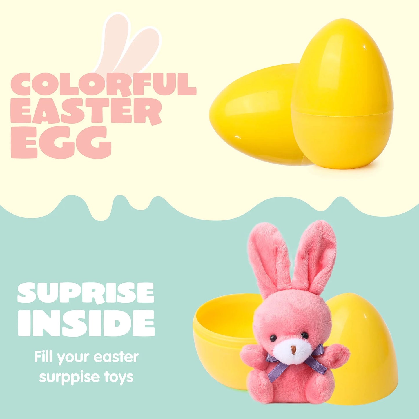 Joyfy 24 Pack Prefilled Easter Eggs with Toys,Easter Eggs with Mini Stuffed Animals Plush Bunnies Toys for Kids Toddler,Easter Basket Filler Egg Hunt Filler Stuffer