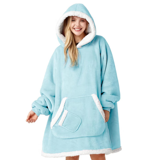 Wearable Blanket Hoodie for adult – Cozy Flannel Fleece Hooded Blanket Sweatshirt with Sleeves and Pocket, Long Oversized Wearable Throw for Adults