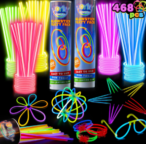 468 Pcs Glow Sticks, 8" Glow in the Dark Sticks Glow with Necklaces and Bracelets Connectors, Light-up Glowsticks Birthday Easter Halloween Party Favors