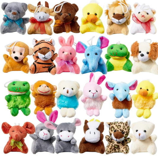 Joyfy 24 Pcs Party Favors for Kids 3" Mini Stuffed Animals Bulk Cute Small Plush Toys, Pinata Fillers, Animals Keychain Decoration for Boys Girls, Teacher Student Gifts Prizes, Birthday Supplies