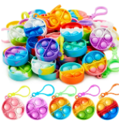 Joyfy Round Pop Fidget Keychain Party Favors for Kids 30 Pack Mini Fidget Toys Bulk, Goodie Bag Stuffers Fidgets for Classroom Prizes Sensory Toy Packs