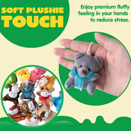 Joyfy 12 Pcs Mini Plush Toy Small Stuffed Animals Kids Party Favors, Pinata Fillers, Animals Keychain Decoration for Boys Girls, Birthday Supplies