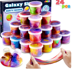JOYFY 24 Pcs Galaxy Slime Cup Party Favors, Stretchy, Non-Sticky and Safe for Girls and Boys, Classroom Reward, Easter Basket Stuffers, Birthday Party Supplies