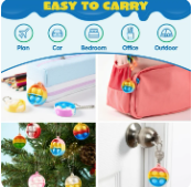 JOYFY 90 Pack Round Pop Fidget Keychain Party Favors for Kids Mini Fidget Toys Bulk, Goodie Bag Stuffers Fidgets for Classroom Prizes Sensory Toy Packs