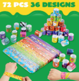 Joyfy 288 Pcs Slap Bracelets Party Favors - 36 Designs with Cute and Colorful Themes - for kids Easter Valentine Party Favors