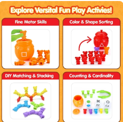 JOYFY 83 Pcs Rainbow Counting Bears, STEM Educational Toys with Matching Sorting Cups, Montessori Learning Toy for Toddlers, Birthday & Christmas Gift for Boy & Girls Aged 3+