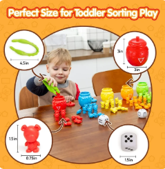 JOYFY 83 Pcs Rainbow Counting Bears, STEM Educational Toys with Matching Sorting Cups, Montessori Learning Toy for Toddlers, Birthday & Christmas Gift for Boy & Girls Aged 3+