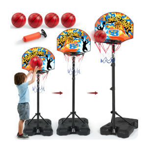 JOYFY 2.8 ft-6.2 ft Adjustable Kids Basketball Hoop with 4 Balls Toddler Baksetball Goal Toy Indoor Outdoor Basket Ball Game Set for Boys Girls Age 3 4 5 6 7 8 Gift