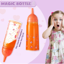 SYNCFUN 2 PCS Doll Magic Bottle Set, Disappearing Magic Milk & Juice Bottles with Caps and 2 Toy Pacifiers Baby Doll Accessories Feeding Set Stuff for Girls Christmas Birthday Gift