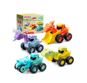 Joyfy 4Pack Dinosaur Construction Vehicles Set, Baby Toy Cars for Toddlers, Car Toys for 1 2 3 Year Old Boys Girls Kids, Best Birthday Gifts for Toddler